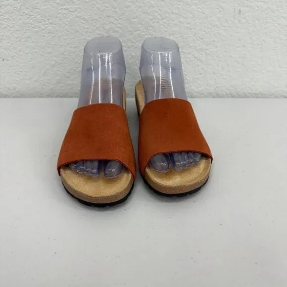 Marina Luna Suede Leather Wedge Comfort Slide Sandals Italy Made Shoes Womens 7 - Picture 2 of 8